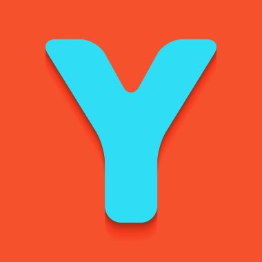 Y harfi işareti şablon öğesi tasarım. Vektör. Flamingo arka plan üzerinde aşağı attınız yumuşak gölgeli mavi kutsal kişilerin resmi.