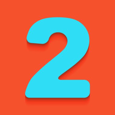 2 numaralı işaret tasarım şablonu öğeleri. Vektör. Flamingo arka plan üzerinde aşağı attınız yumuşak gölgeli mavi kutsal kişilerin resmi.