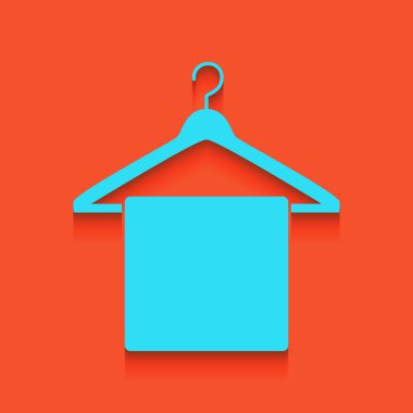 Havlu üzerinde askı işareti. Vektör. Flamingo arka plan üzerinde aşağı attınız yumuşak gölgeli mavi kutsal kişilerin resmi.