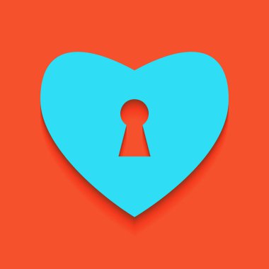 Kalp kilit işareti ile. Vektör. Flamingo arka plan üzerinde aşağı attınız yumuşak gölgeli mavi kutsal kişilerin resmi.