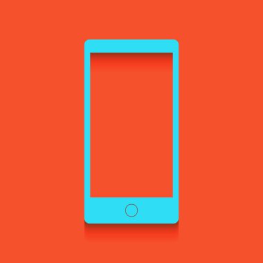 Soyut tarzı modern bir gadget'ı boş ekran ile. Herhangi bir içerik için şablon. Vektör. Flamingo arka plan üzerinde aşağı attınız yumuşak gölgeli mavi kutsal kişilerin resmi.