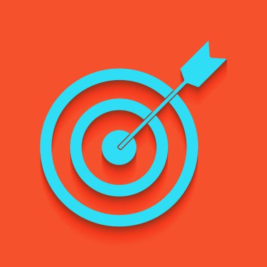 Dart ile hedef. Vektör. Flamingo arka plan üzerinde aşağı attınız yumuşak gölgeli mavi kutsal kişilerin resmi.