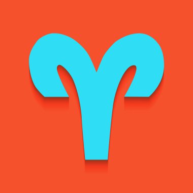 Koç illüstrasyon işareti. Vektör. Flamingo arka plan üzerinde aşağı attınız yumuşak gölgeli mavi kutsal kişilerin resmi.