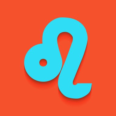 Leo işareti illüstrasyon. Vektör. Flamingo arka plan üzerinde aşağı attınız yumuşak gölgeli mavi kutsal kişilerin resmi.