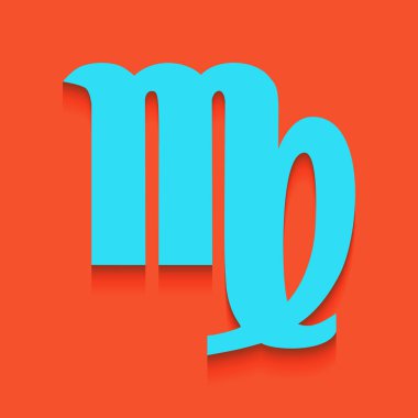 Başak işareti illüstrasyon. Vektör. Flamingo arka plan üzerinde aşağı attınız yumuşak gölgeli mavi kutsal kişilerin resmi.