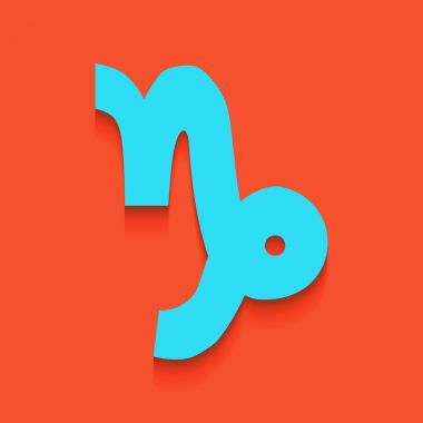 Oğlak işaret illüstrasyon. Vektör. Flamingo arka plan üzerinde aşağı attınız yumuşak gölgeli mavi kutsal kişilerin resmi.