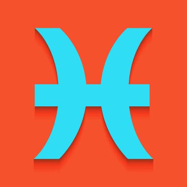 Balık illüstrasyon işareti. Vektör. Flamingo arka plan üzerinde aşağı attınız yumuşak gölgeli mavi kutsal kişilerin resmi.