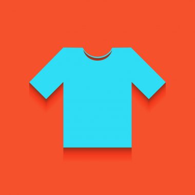 T-shirt işareti illüstrasyon. Vektör. Flamingo arka plan üzerinde aşağı attınız yumuşak gölgeli mavi kutsal kişilerin resmi.