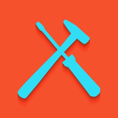 Araçlar illüstrasyon işareti. Vektör. Flamingo arka plan üzerinde aşağı attınız yumuşak gölgeli mavi kutsal kişilerin resmi.