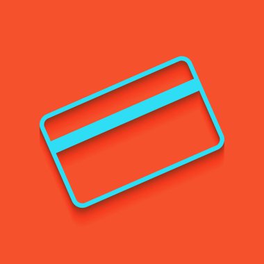 İndir kredi kartı simgesi. Vektör. Flamingo arka plan üzerinde aşağı attınız yumuşak gölgeli mavi kutsal kişilerin resmi.