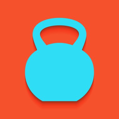 Fitness Dumbbell işareti. Vektör. Flamingo arka plan üzerinde aşağı attınız yumuşak gölgeli mavi kutsal kişilerin resmi.