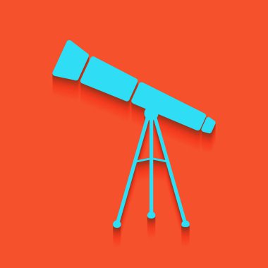 Teleskop basit kayıt. Vektör. Flamingo arka plan üzerinde aşağı attınız yumuşak gölgeli mavi kutsal kişilerin resmi.