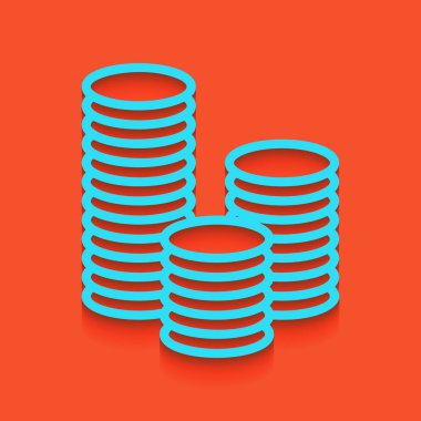 Para işareti illüstrasyon. Vektör. Flamingo arka plan üzerinde aşağı attınız yumuşak gölgeli mavi kutsal kişilerin resmi.