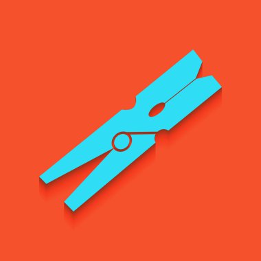 Giysi peg işareti. Vektör. Flamingo arka plan üzerinde aşağı attınız yumuşak gölgeli mavi kutsal kişilerin resmi.