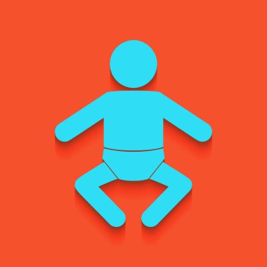 Bebek işareti illüstrasyon. Vektör. Flamingo arka plan üzerinde aşağı attınız yumuşak gölgeli mavi kutsal kişilerin resmi.