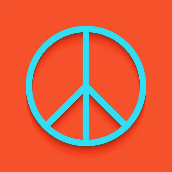 Peace-tecken illustration. Vektor. Blå symbol med mjuk skugga putted ner på flamingo bakgrund. — Stock vektor