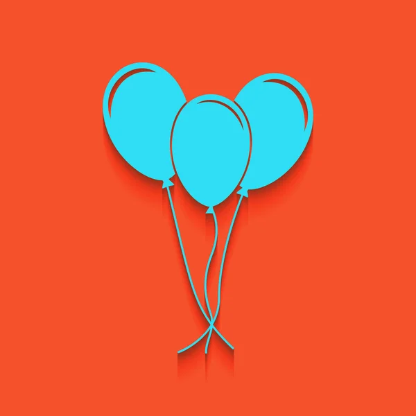 Balloons set sign. Vector. Blue icon with soft shadow putted down on flamingo background. — Stock Vector