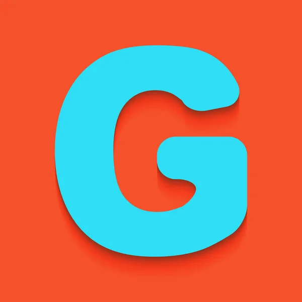 G 文字サインはデザイン テンプレートの要素です。ベクトル。フラミンゴの背景を入れてソフト シャドウと青いアイコン. — ストックベクタ