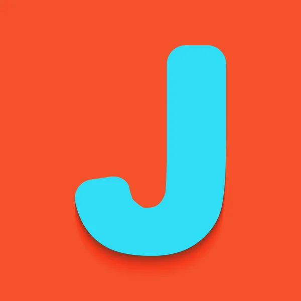 Σύμβολο γράμμα J πρότυπο στοιχείο σχεδίου. Διάνυσμα. Μπλε εικονίδιο με απαλή σκιά putted κάτω στο flamingo φόντο. — Διανυσματικό Αρχείο