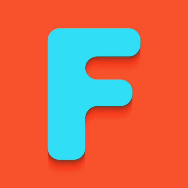 文字 F サインはデザイン テンプレートの要素です。ベクトル。フラミンゴの背景を入れてソフト シャドウと青いアイコン. — ストックベクタ