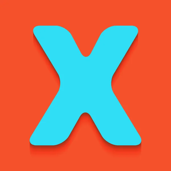 Lettre X signe élément de modèle de conception. Vecteur. Icône bleue avec ombre douce posée sur fond de flamant rose . — Image vectorielle