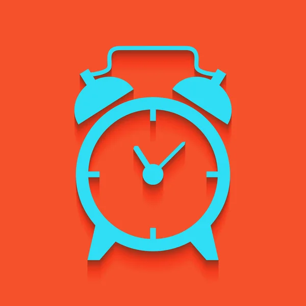 目覚まし時計の標識です。ベクトル。フラミンゴの背景を入れてソフト シャドウと青いアイコン. — ストックベクタ