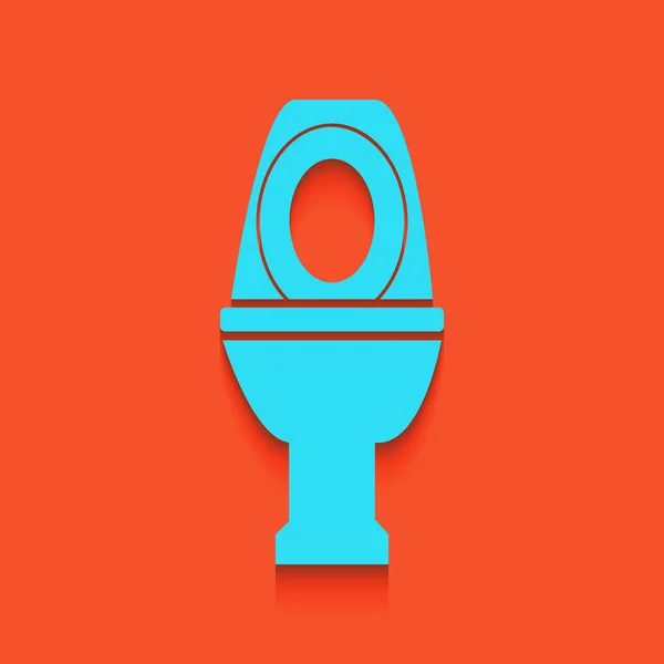Toalett skylt illustration. Vektor. Blå symbol med mjuk skugga putted ner på flamingo bakgrund. — Stock vektor