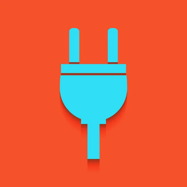 Socket teken illustratie. Vector. Blauwe pictogram met zachte schaduw putted neer op flamingo achtergrond. — Stockvector