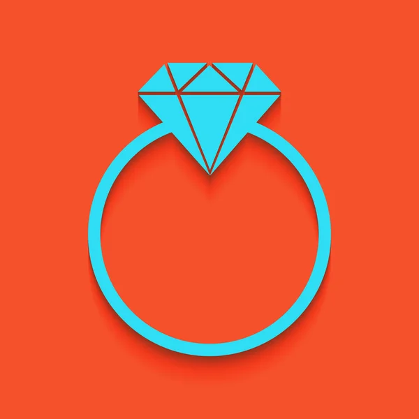 Signo de diamante ilustración. Vector. Icono azul con sombra suave sobre fondo flamenco . — Archivo Imágenes Vectoriales