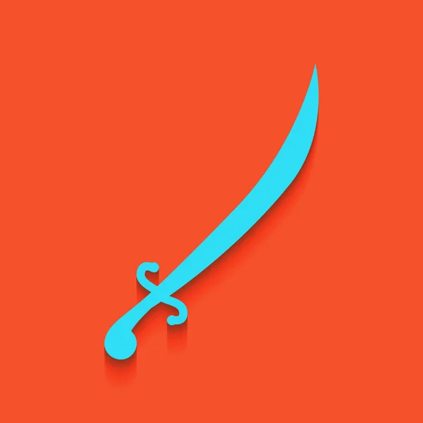 Sword sign illustration. Vector. Blue icon with soft shadow putted down on flamingo background. — Stock Vector