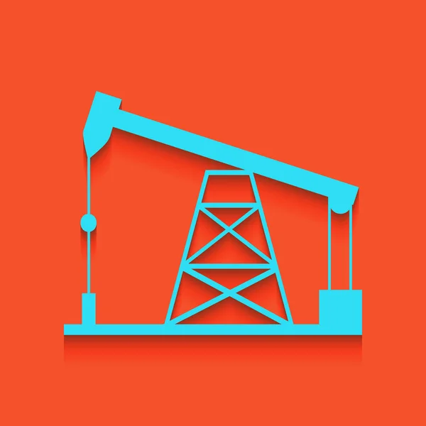 Olie drilling rig teken. Vector. Blauwe pictogram met zachte schaduw putted neer op flamingo achtergrond. — Stockvector