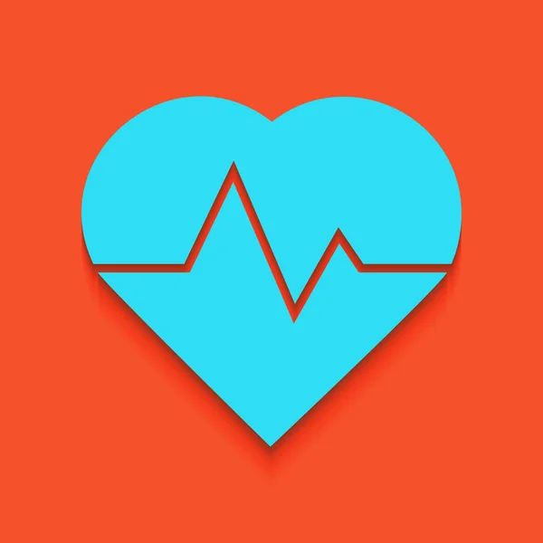 Illustrazione del segno del battito cardiaco. Vettore. Icona blu con ombra morbida stesa su sfondo fenicottero . — Vettoriale Stock
