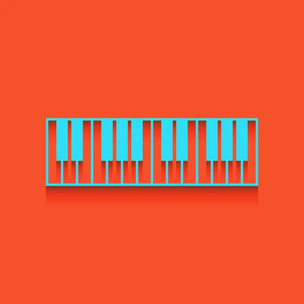 Klaviertastatur. Vektor. blaues Symbol mit weichem Schatten auf Flamingo-Hintergrund. — Stockvektor