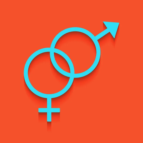 Signe de sex-symbole. Vecteur. Icône bleue avec ombre douce posée sur fond de flamant rose . — Image vectorielle