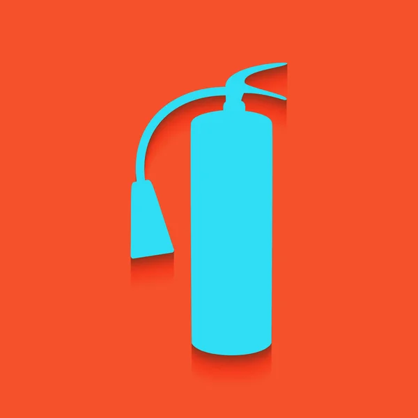 Fire extinguisher sign. Vector. Blue icon with soft shadow putted down on flamingo background. — Stock Vector