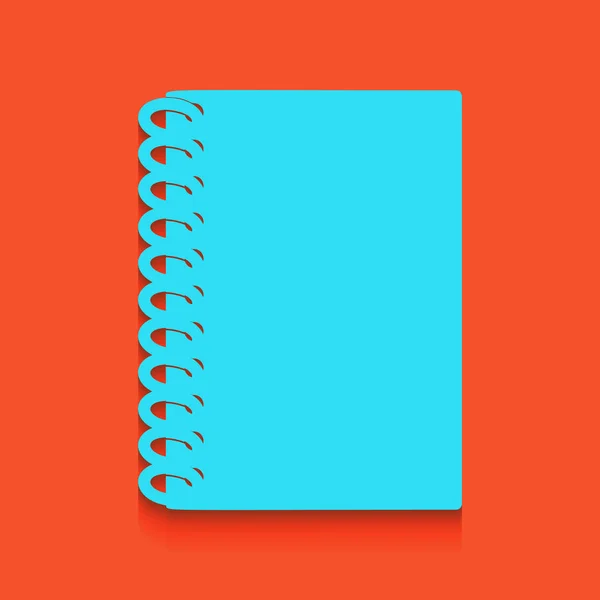 Señal simple de cuaderno. Vector. Icono azul con sombra suave sobre fondo flamenco . — Archivo Imágenes Vectoriales