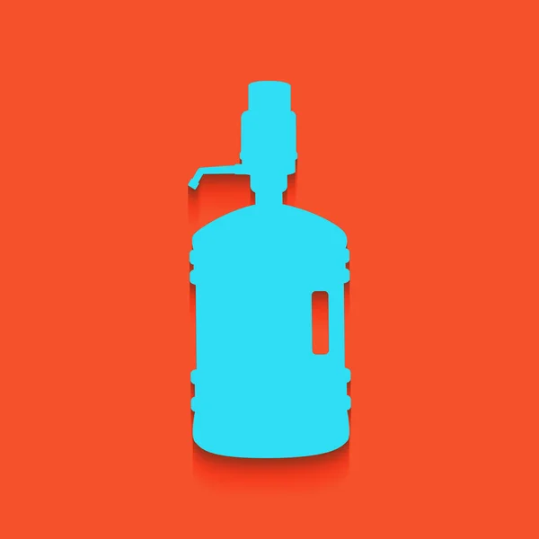 Silueta de botella de plástico con agua y sifón. Vector. Icono azul con sombra suave sobre fondo flamenco . — Archivo Imágenes Vectoriales