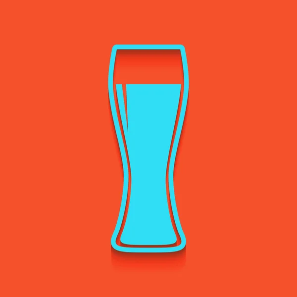 Sinal de copo de cerveja. Vector. Ícone azul com sombra suave colocada no fundo flamingo . — Vetor de Stock