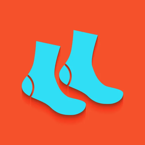 Socks sign. Vector. Blue icon with soft shadow putted down on flamingo background. — Stock Vector