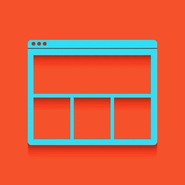Web-Fenster-Zeichen. Vektor. blaues Symbol mit weichem Schatten auf Flamingo-Hintergrund. — Stockvektor