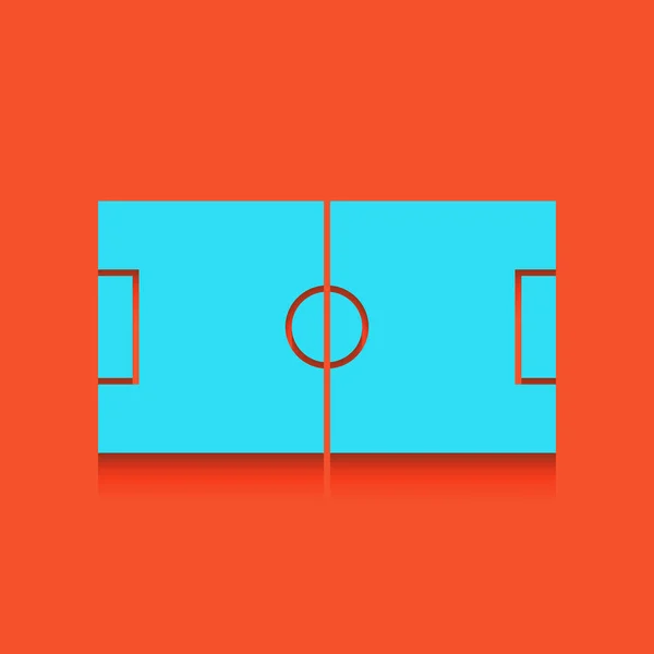 Fotbollsplan. Vektor. Blå symbol med mjuk skugga putted ner på flamingo bakgrund. — Stock vektor