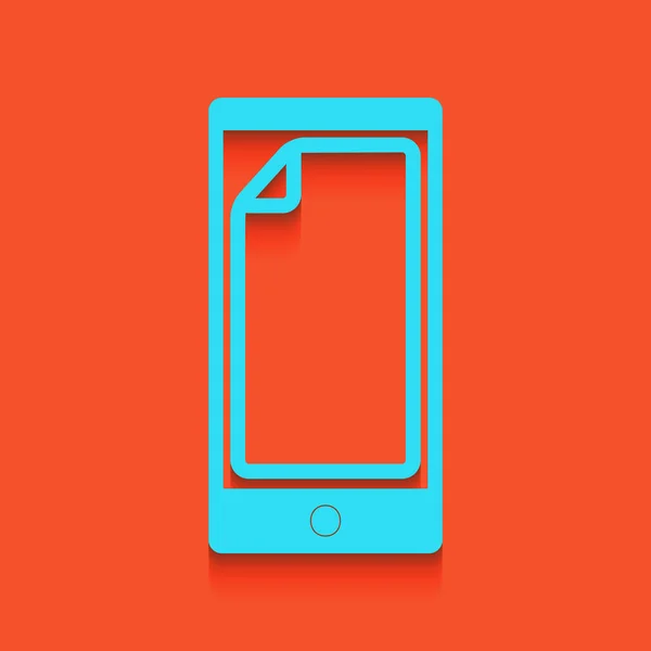 Autocollant de protection sur l'écran. Vecteur. Icône bleue avec ombre douce posée sur fond de flamant rose . — Image vectorielle