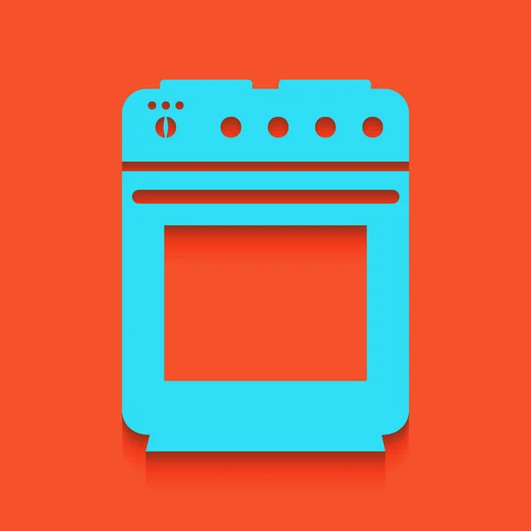 Stove sign. Vector. Blue icon with soft shadow putted down on flamingo background. — Stock Vector