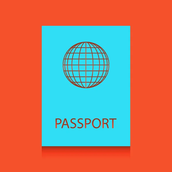 여권 서명 그림입니다. 벡터입니다. 부드러운 그림자 홍학 배경 아래 반짝반짝 블루 아이콘. — 스톡 벡터