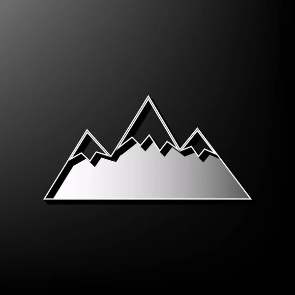 Signo de montaña ilustración. Vector. Gris 3d impreso icono sobre fondo negro . — Vector de stock