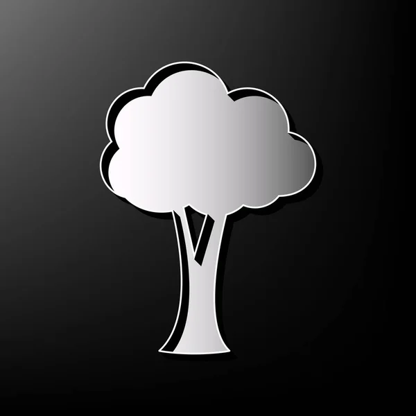 Signo de árbol ilustración. Vector. Gris 3d impreso icono sobre fondo negro . — Vector de stock