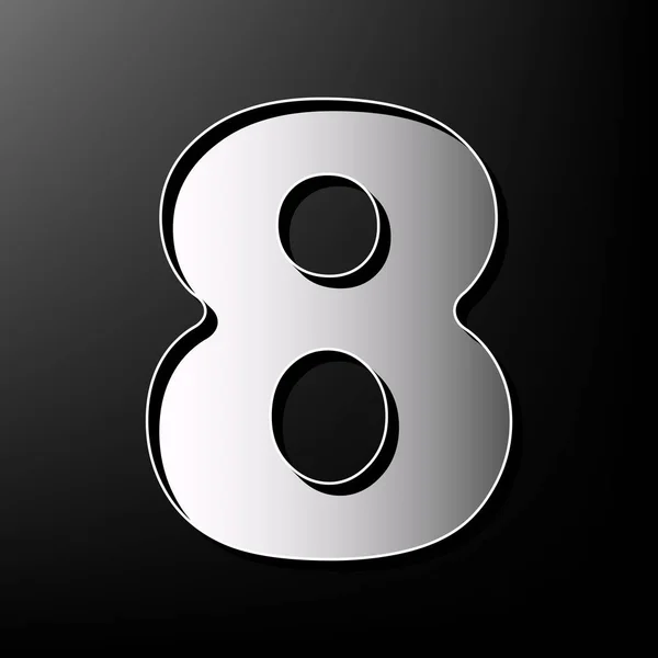 Numéro 8 signe élément de modèle de conception. Vecteur. Icône imprimée 3d grise sur fond noir . — Image vectorielle