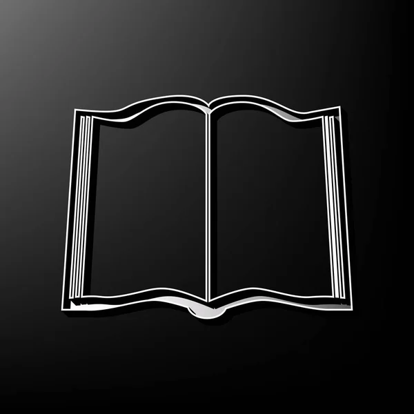 Assinatura do livro. Vector. ícone impresso cinzento 3d no fundo preto . — Vetor de Stock