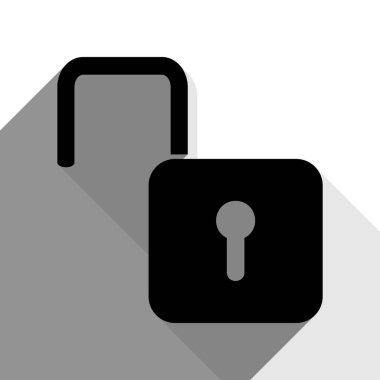 İşareti illüstrasyon kilidini. Vektör. İki düz gri gölgeler beyaz arka planda siyah simgesi.