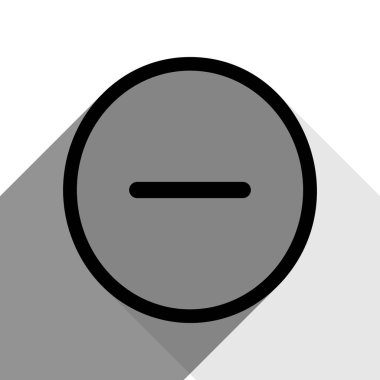 Negatif sembol illüstrasyon. Eksi işareti. Vektör. İki düz gri gölgeler beyaz arka planda siyah simgesi.